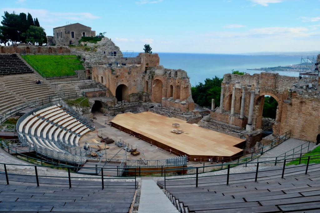 Ancient Greek theater of Taormina Sicily is still in use today