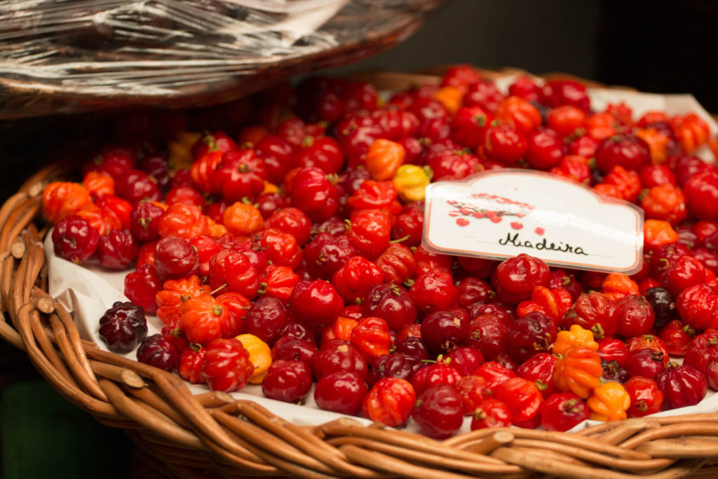 Fresh exotic Surinam cherries at the market