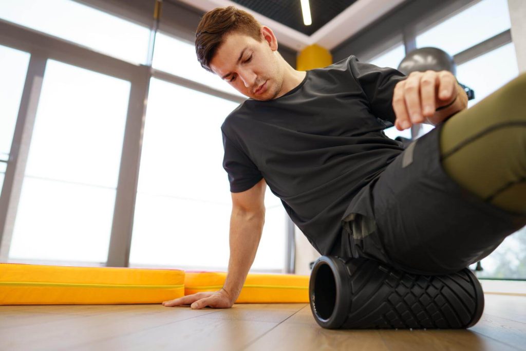 Foam rolling the glute muscles