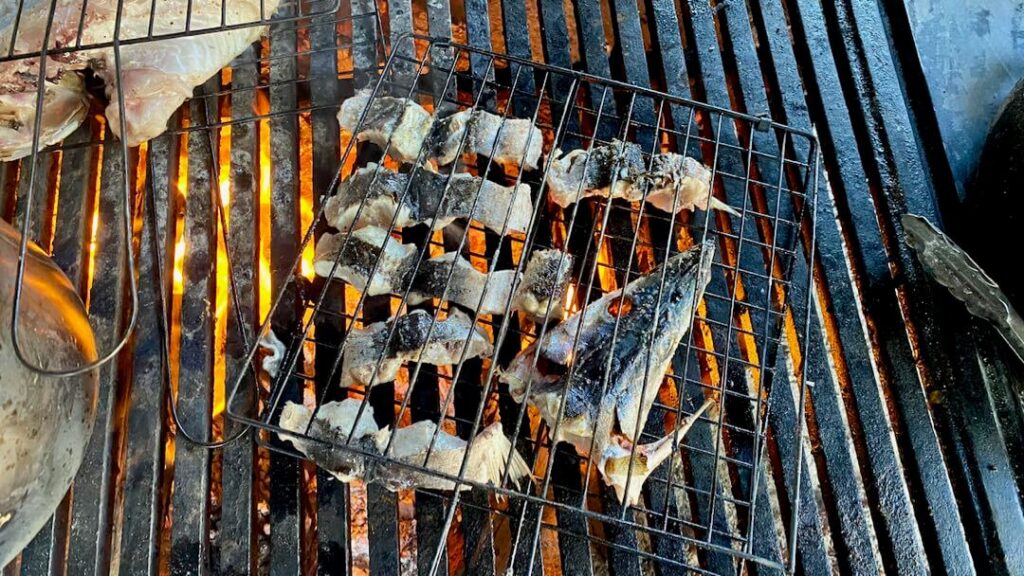 Restaurant grilling fish you catch for you in Loreto, Mexico