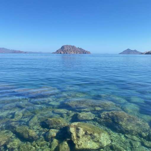 Crystal clean water and islands in Loreto