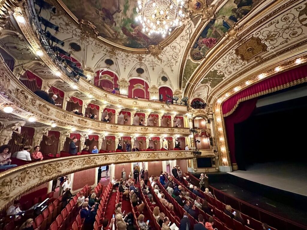 The Viennese style grand interior of National Theater of Croatia in Zagreb.