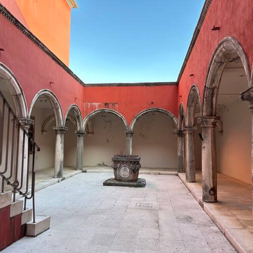 A vibrant medieval courtyard in Zadar, Croatia