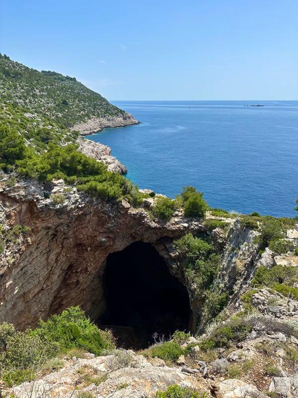 Odysseus Cave lookout and sea view on Mljet island, Croatia
