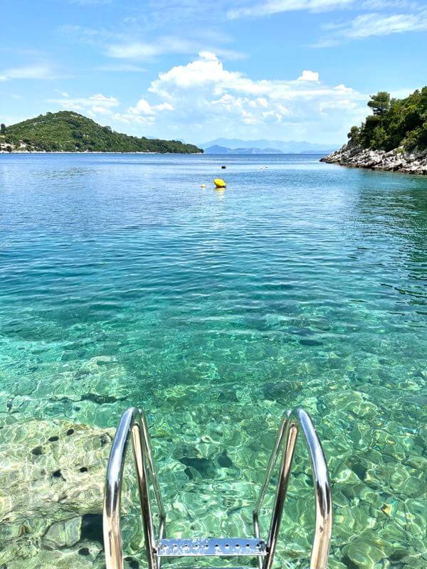 Private sea cove swimming from an Airbnb on the island of Mljet in Croatia