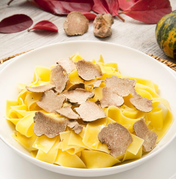 Tagliatelle with white truffle on top