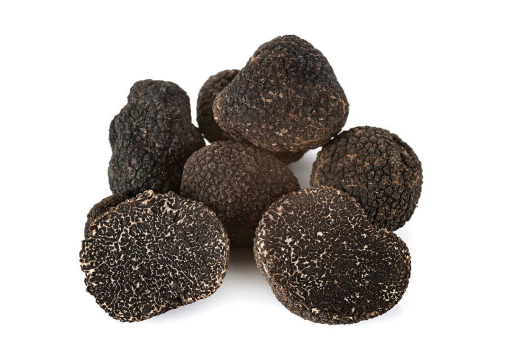 Black truffle cut open inside